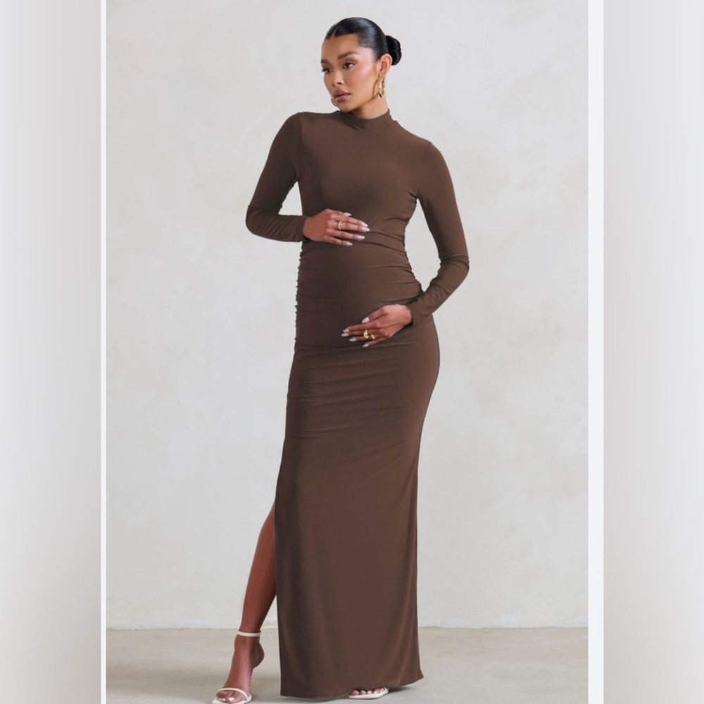 Club L London Alejandra Brown Maternity Dress